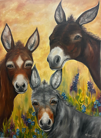 Curious Trio in Golden Light