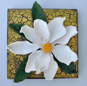 White Magnolia on Gold by Witha Lacuesta