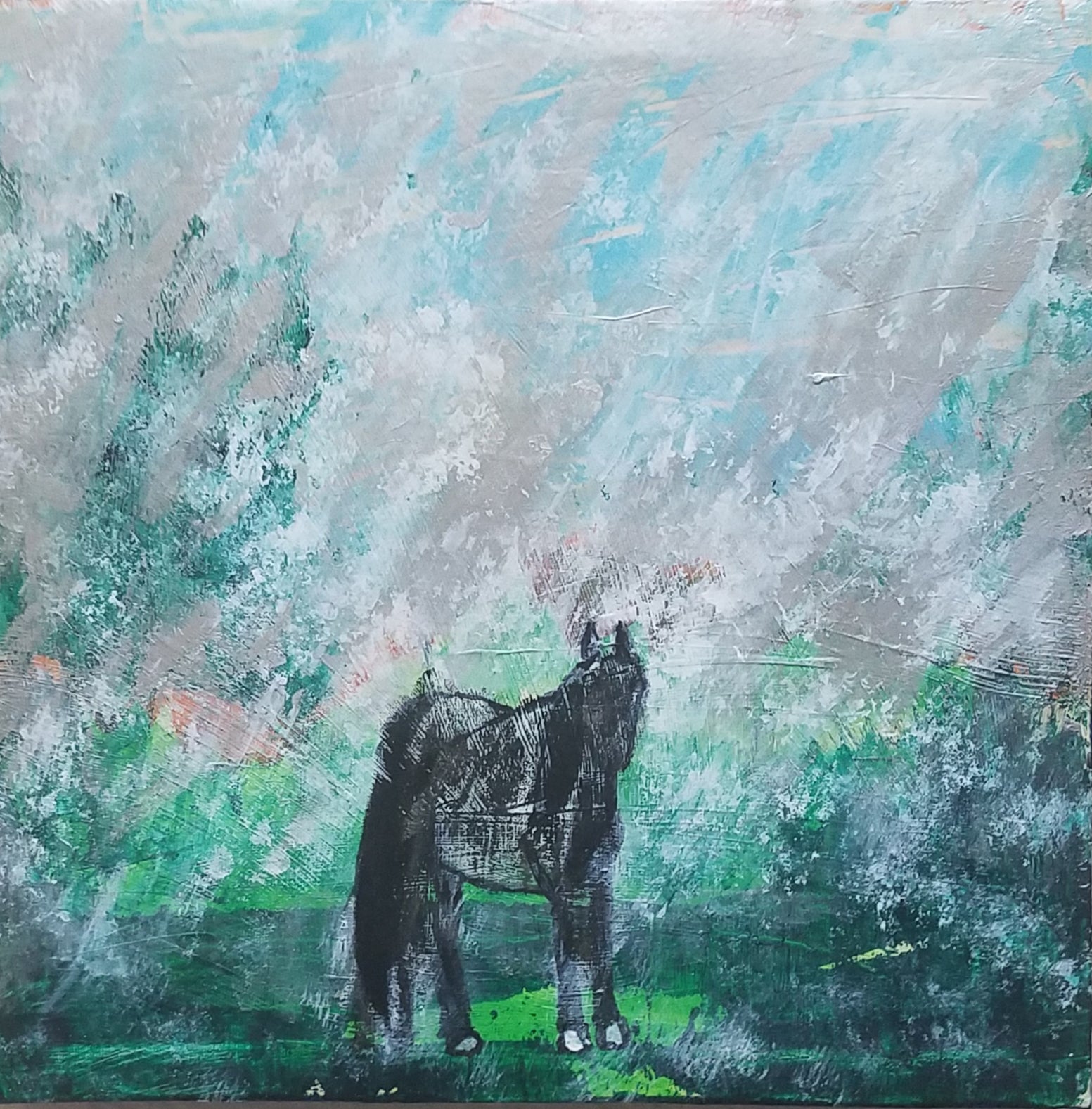 Blue Roan Horse in Rain by Mark San Souci - 2021 Honorable Mention Award