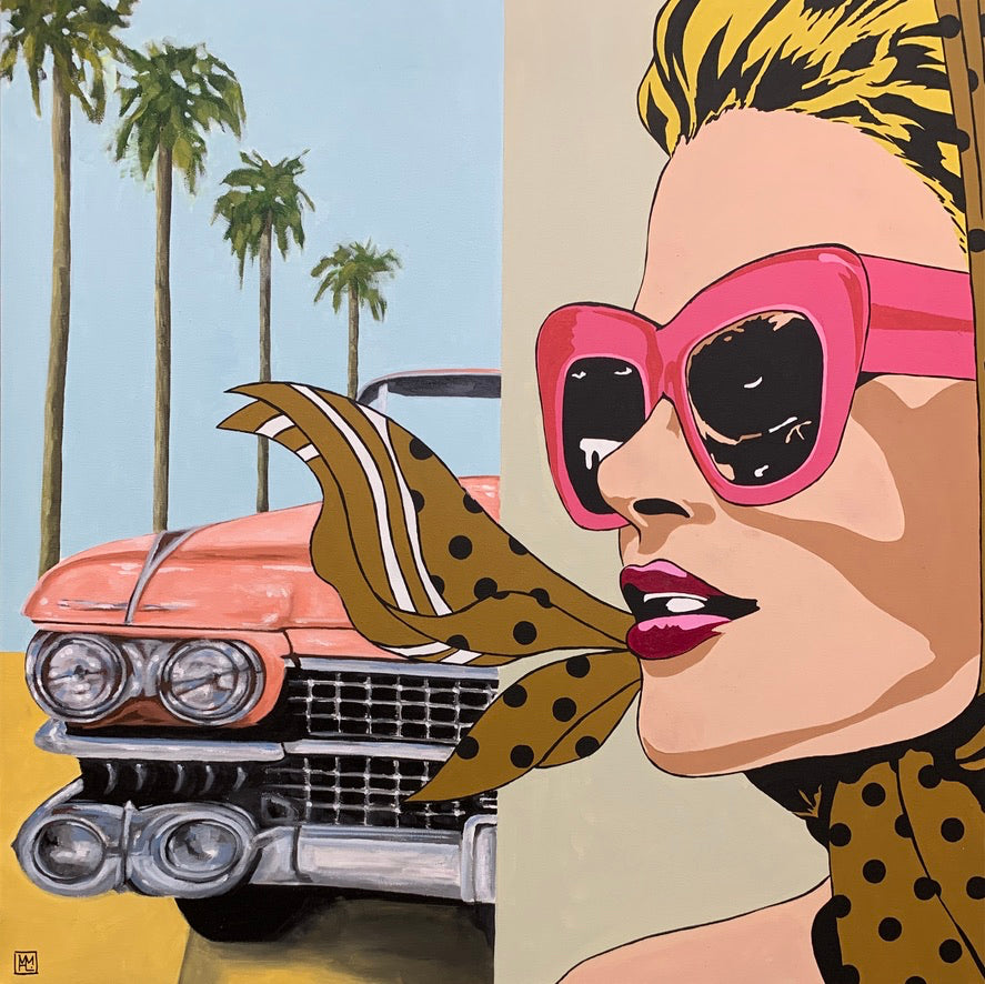 Pink Cadillac & Sunglasses - SOLD